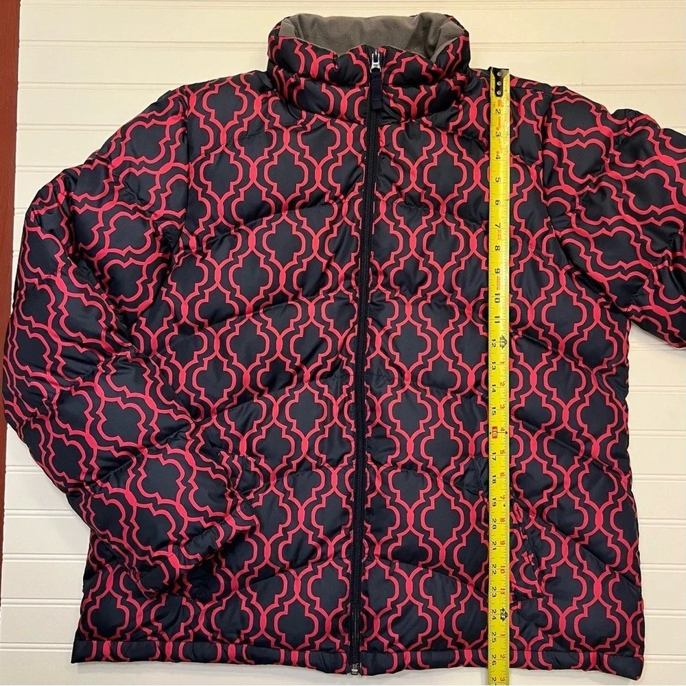 Lands' End Navy and Pink Patterned Down-Filled Puffer Jacket‎ Size XL 18